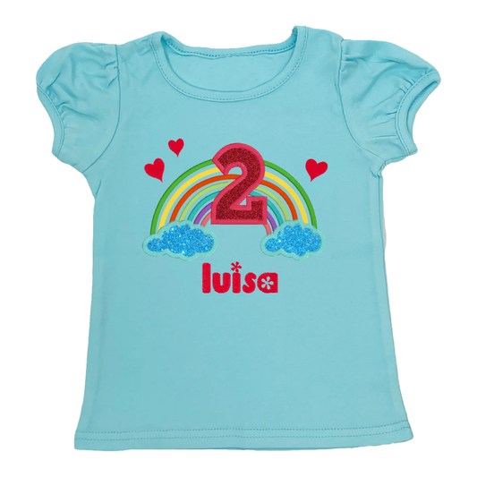 Custom 2 to 5 Year Old Rainbow Puffy Sleeve T-Shirt