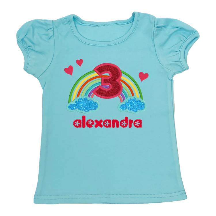 Custom 2 to 5 Year Old Rainbow Puffy Sleeve T-Shirt