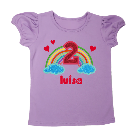 Custom 2 to 5 Year Old Rainbow Puffy Sleeve T-Shirt