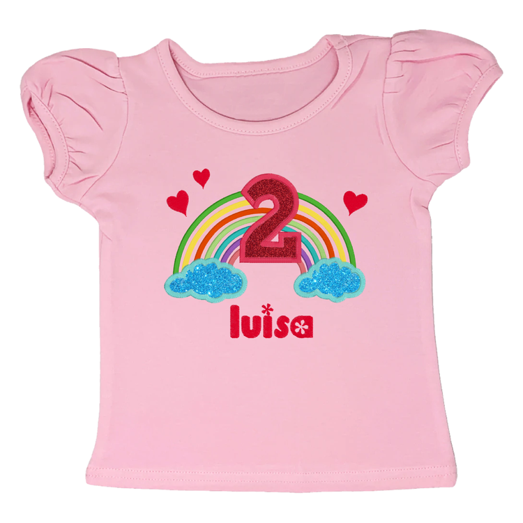 Custom 2 to 5 Year Old Rainbow Puffy Sleeve T-Shirt