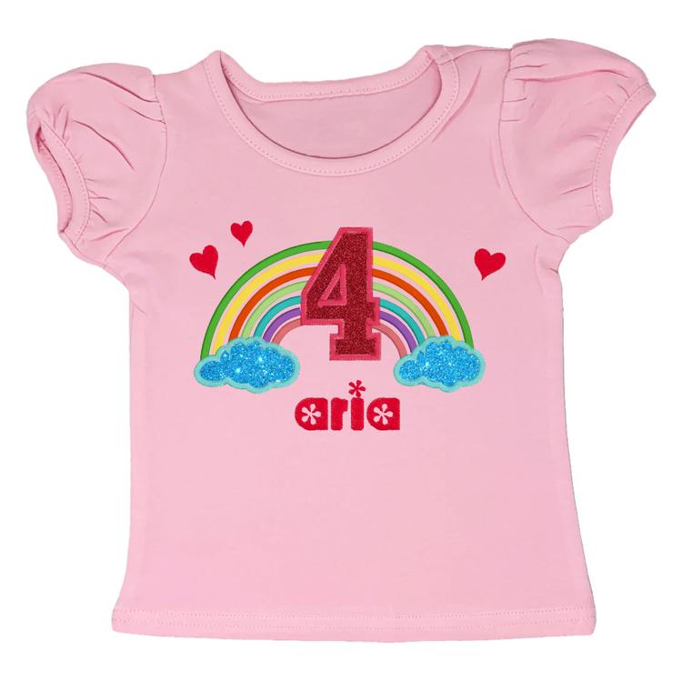 Custom 2 to 5 Year Old Rainbow Puffy Sleeve T-Shirt