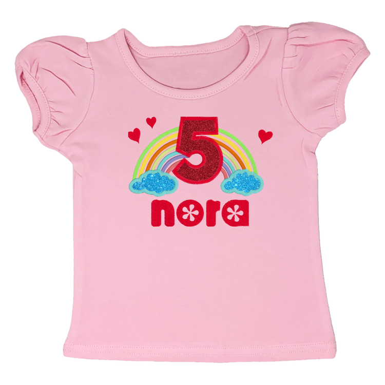 Custom 2 to 5 Year Old Rainbow Puffy Sleeve T-Shirt