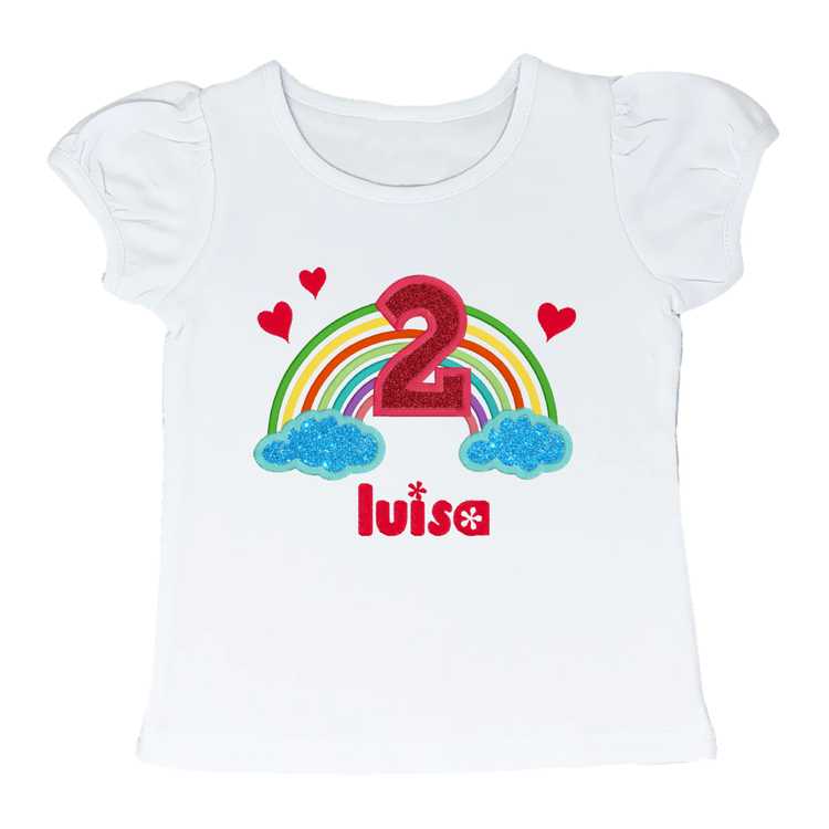 Custom 2 to 5 Year Old Rainbow Puffy Sleeve T-Shirt